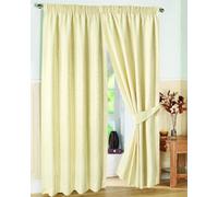 viceroy bedding Pair of Fully Lined CREAM 90" Width x Drop 108" JACQUARD SWIRL DESIGN Pencil Pleat Curtains with Matching Tiebacks