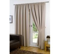 viceroy bedding Pair of Luxury FAUX SILK Pencil Pleat Curtains INCLUDING PAIR OF MATCHING TIE BACKS (66'' x 54'', Beige)