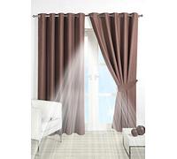 viceroy bedding Pair of MINK 90" Width x 54" Drop, Supersoft Thermal Blackout EYELET/RING TOP Readymade Bedroom Curtains Including Pair of Matching Tie Backs, 'Winter Warm but Summer Cool