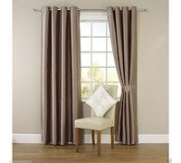 viceroy bedding Pair of MINK 90" Width x 72" Drop, Luxury FAUX SILK Eyelet Curtains INCLUDING PAIR OF MATCHING TIE BACKS