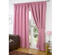 viceroy bedding Pair of PINK 66" Width x 108" Drop, Luxury FAUX SILK Pencil Pleat Curtains INCLUDING PAIR OF MATCHING TIE BACKS