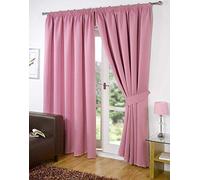 viceroy bedding Pair of Pink 66" Width x 108" Drop, Supersoft Thermal BLACKOUT Pencil Pleat Tape Top Curtains INCLUDING PAIR OF MATCHING TIE BACKS, 'Winter Warm but Summer Cool