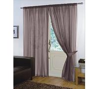 viceroy bedding Pair of Plain Voile SLOT TOP Curtains + Free Tiebacks Included (59" x 72", Chocolate Brown)