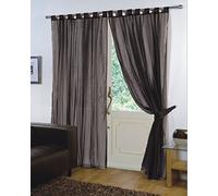 viceroy bedding Pair of Plain Voile TAB TOP Curtain Panels + Free Tiebacks Included (59" x 72", Black)