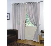 viceroy bedding Pair of Plain Voile TAB TOP Curtain Panels + Free Tiebacks Included (59" x 72", Silver Grey)