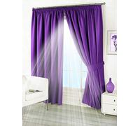 viceroy bedding Pair of Plum PURPLE 90" Width x 108" Drop, Supersoft Thermal BLACKOUT Pencil Pleat Tape Top Curtains INCLUDING PAIR OF MATCHING TIE BACKS, 'Winter Warm but Summer Cool