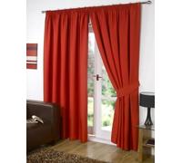 viceroy bedding Pair of RED 90" Width x 54" Drop, Luxury FAUX SILK Pencil Pleat Curtains INCLUDING PAIR OF MATCHING TIE BACKS
