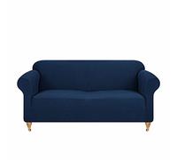 viceroy bedding PREMIUM STRETCH Thick Sofa Covers 1/2/3/4 Seater Sofa Furniture Protector EASY FIT ELASTIC Jacquard Fabric Couch Settee Slipcover BONUS SIDE STORAGE POCKET (Navy Blue, 2 Seater)