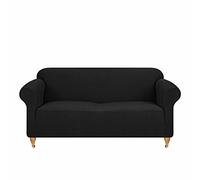 viceroy bedding PREMIUM STRETCH Thick Sofa Covers 1/2/3/4 Seater Sofa Furniture Protector EASY FIT ELASTIC Jacquard Fabric Couch Settee Slipcover BONUS SIDE STORAGE POCKET (Black, 1 Seater)