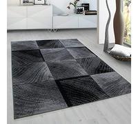viceroy bedding Rug CHECK Modern Design Black Grey Charcoal Rugs Living Room Extra Large Size Soft Touch Short Pile Style Carpet Area Rugs Non Shedding (200cm x 290cm (6.6ft x 9.5ft))