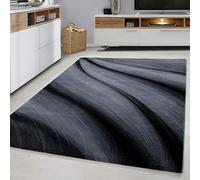 viceroy bedding Rug WAVES Modern Design Black Grey Charcoal Rugs Living Room Extra Large Size Soft Touch Short Pile Style Carpet Area Rugs Non Shedding (240cm x 340cm (7.9ft x 11.2ft))