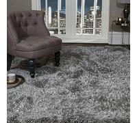 viceroy bedding SHAGGY RUG Super Plush Extra Large Rugs Living Room with SHIMMERING SPARKLE GLITTER STRANDS Fluffy 55mm Thick Pile Height Modern Area Rugs - (Dark Grey, 160cm x 230cm (5.5ft x 7.5ft))