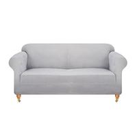 viceroy bedding VELVET STRETCH Thick Sofa Covers 1/2/3/4 Seater Sofa Furniture Protector EASY FIT ELASTIC Jacquard Fabric Couch Settee Slipcover BONUS SIDE STORAGE POCKET (Silver Grey, 2 Seater)