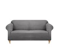 viceroy bedding VELVET STRETCH Thick Sofa Covers 1/2/3/4 Seater Sofa Furniture Protector EASY FIT ELASTIC Jacquard Fabric Couch Settee Slipcover BONUS SIDE STORAGE POCKET (Grey, 1 Seater)