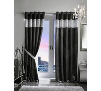 viceroy bedding VELVET STYLE DIAMANTE THERMAL BLACKOUT Eyelet Ring Top Door Curtain Including Matching TIE BACK 66'' x 84'',(Only 1 panel) Black