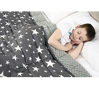 viceroy bedding Weighted Blanket for Autism Anxiety - 100% Cotton with Sensory Soft Dot Reverse Side - Heavy Weight Blanket for Sleep Therapy (Stars Grey, 100cm x 155cm, 4.5kg)