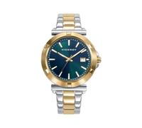 Viceroy Fashion Chic 401308-67 Women's Analogue Watch 40 mm Stainless Steel Two-Tone Silver and Gold with Green Dial, Calendar, Double Push Button Closure