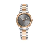 Viceroy Kiss 41152-17 Women's Analogue Three-Hand Stainless Steel Two-Tone Silver and Pink Watch, Brown Dial with Zirconia, Double Push Button Closure