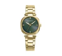 Viceroy Kiss 41152-67 Women's Analogue Three-Hand Watch, Gold Stainless Steel, Green Dial, 30 mm Case, Double Push Button Closure