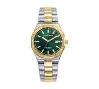 Viceroy Classic 401316-67 Women's Analogue Three-Hand Stainless Steel Two-Tone Silver and Gold Watch, Green Dial, Calendar, WR 10 ATM