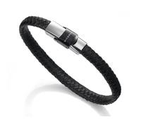 Viceroy Men's Bracelet Steel And Black Leather 6097P09010
