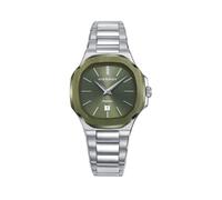 Viceroy Women's Watch 45110-67 Stainless Steel IP Green - Octagonal Dial 30 x 30 mm, Sapphire Crystal, Analogue Quartz, Calendar, Waterproof 100M, Silver Bracelet