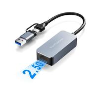 Vicfluxion USB C to Ethernet Adapter 2.5 Gbps, USB 3.0 to Ethernet LAN Adapter with USB-C & USB-A Ports, Compatible with macOS, Windows 10/11, Linux, Chrome OS, for Gaming PC, TV, NAS