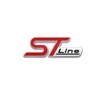 VICHEN Car Metal ST Line Emblem Front Grille Body Trunk Decoration Sticker Decal (Red silver Emblem), 10x3.5