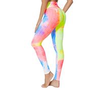 ViCherub Butt Lifting Workout Leggings for Women TIK Tok High Waisted Yoga Pants Tummy Control Scrunch Butt Gym Booty Tights, Tyedye Rainbow, Large