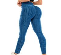 ViCherub Scrunch Butt Lifting Workout Leggings for Women High Waisted Yoga Pants Tummy Control Gym Booty Textured Tights, Indigo Blue, S