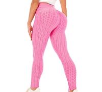 ViCherub Scrunch Butt Lifting Workout Leggings for Women High Waisted Yoga Pants Tummy Control Gym Booty Textured Tights, Pink, XXXL