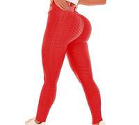 ViCherub Scrunch Butt Lifting Workout Leggings for Women High Waisted Yoga Pants Tummy Control Lift Gym Booty Tights, Fiesta Red, Large