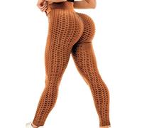 ViCherub Scrunch Butt Lifting Workout Leggings for Women High Waisted Yoga Pants Tummy Control Lift Gym Booty Tights, Brown, XL
