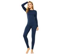 ViCherub Thermal Underwear Set for Women Long Johns Base Layer Fleece Lined Soft Top Bottom, Navy, S