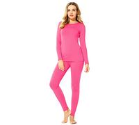 ViCherub Thermal Underwear Set for Women Long Johns Base Layer Fleece Lined Soft Top Bottom, Pink, XL