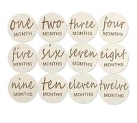 Vichona 12pcs Wooden Baby Monthly Milestone Cards,Pregnancy and Baby Growth Monthly Milestone Wood Discs,Milestone for Baby Boy,Months Signs Milestone for Baby Girl,Fathers Day Gift