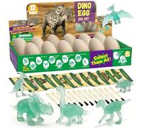 VICHTOP Dinosaur Eggs Dig Kit for Kids - 12 Pack Glow in The Dark Easter Eggs Dinosaur Toys Easter Gift for 3 4 5 6 7 8 Year Old Boys