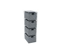 Vichy 4 Drawer Narrow Nylon Storage Tower JVL Grey One Size