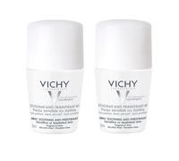 Vichy 48hr Soothing Anti-Perspirant Roll On Duo Pack - Gentle Deodorant for Sensitive Skin - Alcohol-Free & Hypoallergenic - 2 x 50ml