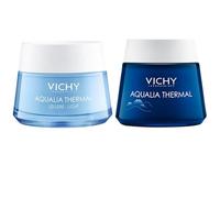 Vichy Aqualia Thermal Duo - Daily & Night Hydration for Dehydrated Skin - Light Day Moisturiser 50ml + Night Spa Gel-Cream Mask 75ml - With Hyaluronic Acid