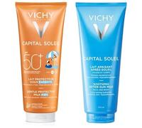 Vichy Capital Soleil Kids SPF50 Sun Milk 300ml + After-Sun Soothing Milk 300ml Duo - Hydrating High Protection - Calms & Moisturises Delicate Skin