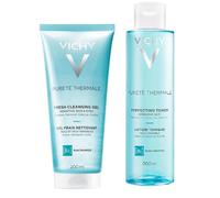 Vichy Cleansing & Toning Duo - Gently Removes Makeup & Impurities - Refreshes & Tones Skin - Pureté Thermale Gel + Toner 200ml Each