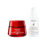 Vichy Collagen Specialist 16 Day Cream & SPF50+ Anti-Ageing Bundle - Targets Wrinkles & Dark Spots - With Vitamin C & Peptides - 50ml + SPF 40ml