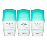 Vichy Deodorant 48H Roll-On x3 Bundle - Intensive Anti-Perspirant Protection - For Men & Women - Sensitive Skin Formula, 50ml Each