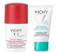 Vichy Deodorant Duo - 72H Stress Resist Roll-On for Intense Perspiration - 7 Day Anti-Perspirant Cream Treatment - Long-Lasting Protection - 50ml + 30ml