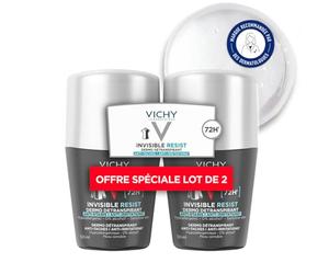 Vichy Homme Déodorant Invisible Resist Dermo-Détranspirant 72H Roll-On Lot de 2 x 50 ml