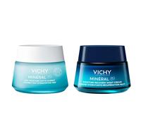 Vichy Moisturiser Duo - 48H Oil-Control Matte Sorbet with Hyaluronic Acid for Oily Skin - Night Recovery Cream with Melatonin - 2 x 50ml Set