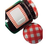 Vichy Red Checked Labels 200 Units, 50 x 37 mm, with or without Text, for Kitchen Canisters (No Text)