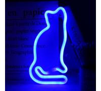 Vicila Cat Neon Signs Wall Decor, LED Cat Shape Neon Lights Night Battery Operated/USB Desk Table Lamp for Bedroom, Bar, Christmas, Halloween Decor-Cat(Blue)