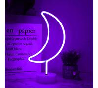 Vicila LED Moon Neon Signs, Purple Crescent Night Lights USB Battery Operated Moon Lamp for Birthday Party, Wedding, Halloween, Christmas Decorations-Holder Base(Purple)